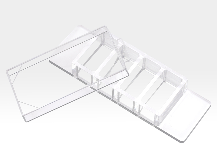 4 Well chambered cover Glass with #1.5 high performance cover glass - 75mm x 25mm standard base large picture