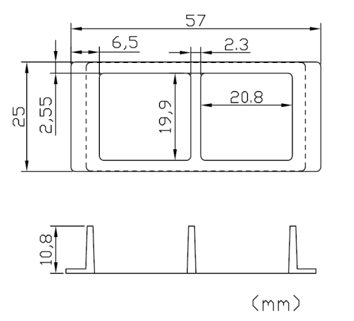 2 Chambered cover glass C2-1.5H-N dimension