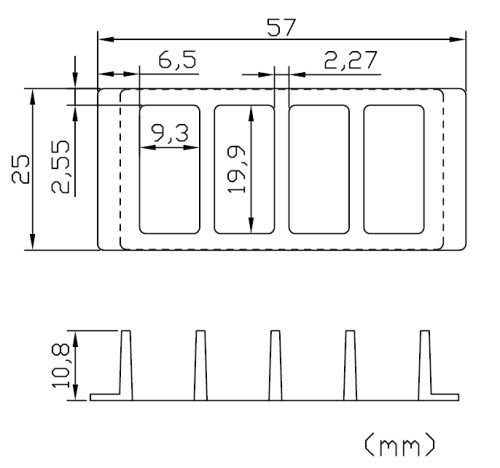 4 Chambered cover glass C4-1.5H-N dimension