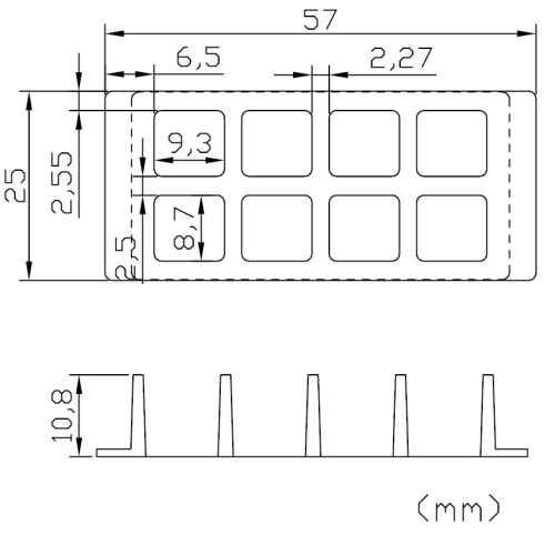 8 Chambered cover glass C8-1.5P dimension